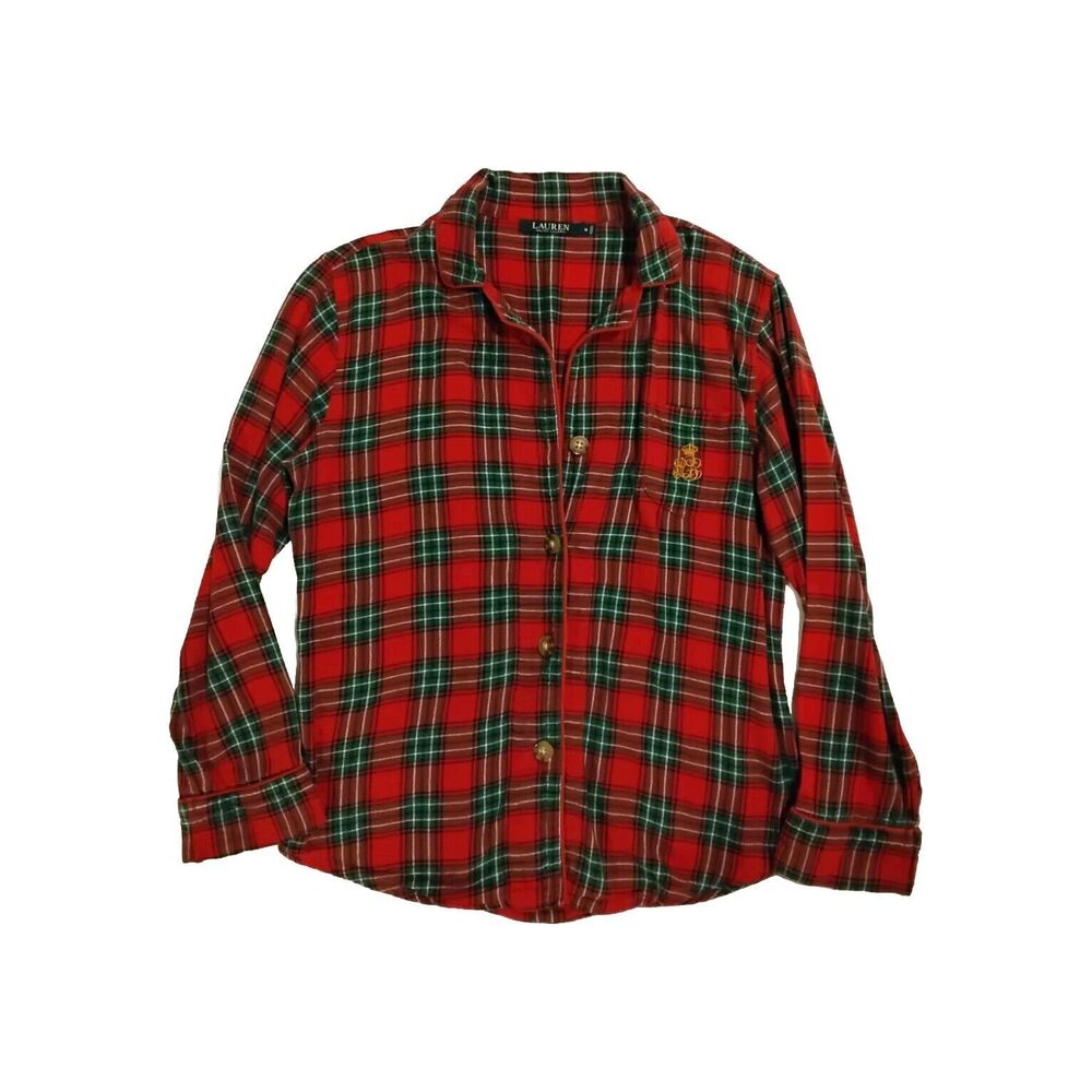 Ralph Lauren Lauren Pajama Sleepwear Shirt 100% Cotton Size M